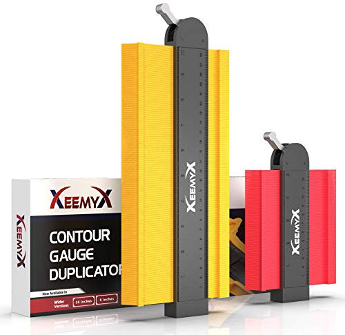 XEEMYX 2 Pack Contour Gauge with Lock - Plastic Profile Tool for Corners | DIY Profile Gauge Contour Tool | 5” & 10” Contour Gauge Duplicator Outline Ruler for Woodworking Templates, Tiles
