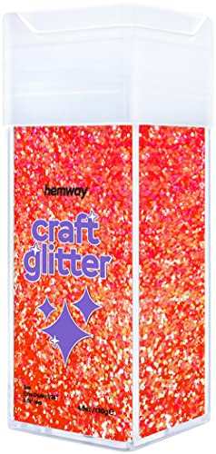 Hemway Craft Glitter Shaker Fluorescent Peach Orange 130g Extra Chunky | for Resin & Epoxy Crafts, Christmas Art Supplies, Nail, Body, Face, Eye, Festival, Crafting, Slime, Sparkle