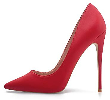 Zhabtuc Damen Pumps, Spitze Zehenpartie, High Heel, 12 cm, Party-Stilettos, mattierte Pumps, Rot, 37 EU