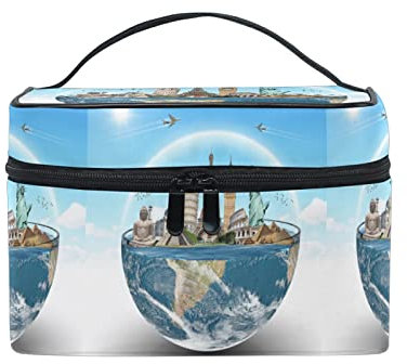 Tour du Monde De l'art Mer Terre Trousse de Maquillage Femmes Voyage Sac à Cosmétique Cas Trousse de Toilette Bag