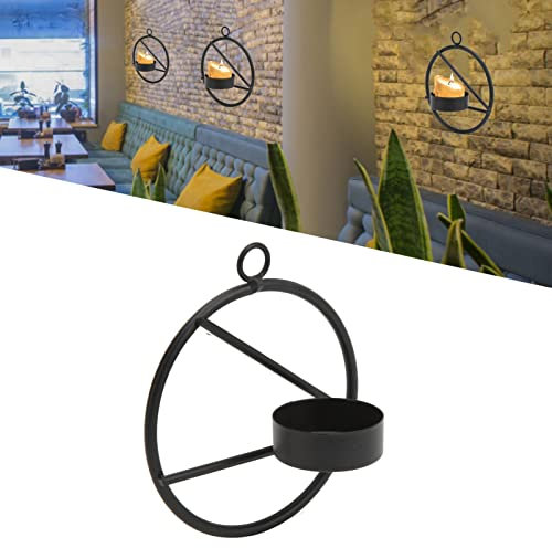 BestAlice Portacandele Appeso A Parete, Applique da Parete Candela Colonna, Nero Moderno Minimalista Metallo Rotondo Appeso A Parete Portacandele Decorazione da Parete Regalo