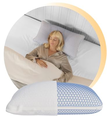 Emma Almohada Elite Microfiber | Almohada Microfibra | Capa en Forma de Panal de Gel | Tecnología Air Grid | Dos Capas de Microfibra Ajustables | 70x40cm