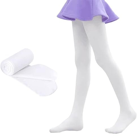 Anseom Ballet Dance Tight, 90D White Girls Tight Dance Elastic Tight Soft Footed Breathable Tights Silky Tights for Girls Children (UK, Age, 12 Years, Regular, White)