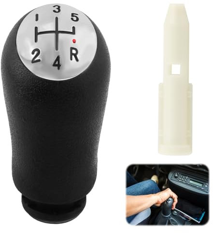 Marce 5 Pomelli Leva del Cambio, Leva del Cambio in Pomello Cambio per Renault Clio III, Clio 4, Megane 2 Laguna - Nero con Adattatore, Design Ergonomico per un Cambio di Marce Veloce e Fluido
