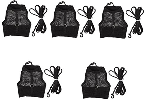 MILISTEN 5 Sätze Hasengeschirr Hasenweste Laufleine Für Hasen Haustier Geschirr Gehende Kaninchenleine Haustierleine Hundeauto Haustier-Sommerkleid Katzengeschirr Und Leine Welpe Black Netz
