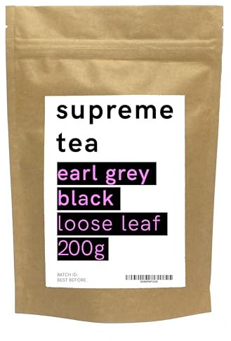 Supreme Earl Grey Loose Leaf Tea | 200g Premium Black Tea with Natural Bergamot Oil | Bold & Aromatic Flavour | Handpicked in India
