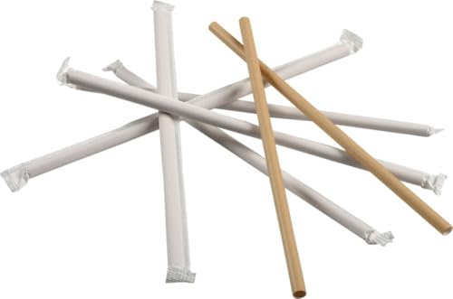 ABENA Brown Paper Straws | Pack of 100 | 24cm x 6mm | Biodegradable, Individually Wrapped, Striped Design, Panda-Inspired Jumbo Straws