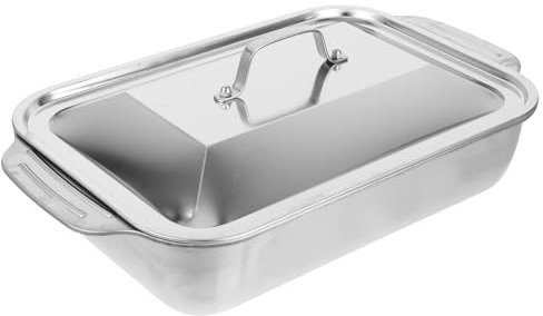 GRIRIW Deep Roasting Pan Acciaio Inossidabile con Coperchio Vassoio Profondo per Arrostire Pesce e Crostacei Versatile e Leggero per Cucine Professionali e Domestiche