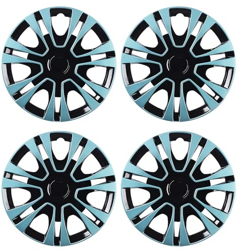 Blueshyhall Set di 4 copricerchi per cerchi in acciaio in plastica PP con verniciatura a doppio strato, 13-15 pollici, opzione Hubcaps, copricerchi tuning accessori esterni (14)
