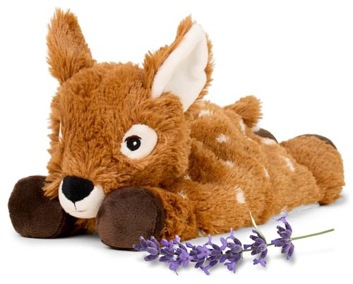 warmies Microwavable & Weighted Stuffed Animals, Laying Deer - Heated Stuffed Animal Plushie for Warmth & Comfort - Cute Soft Plush Toys for Adults & Children (Boys, Girls, Babies & Toddlers)