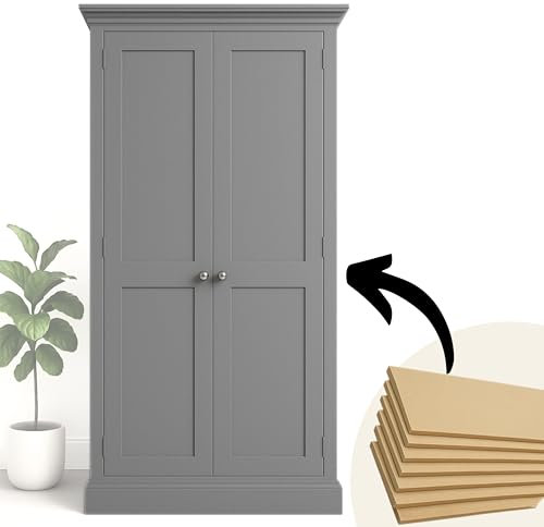 Kit de 15 lattes en MDF pour armoire et cuisine (10 x 100 cm + 5 x 50 cm) - Panneaux de bois à peindre - HDF résistant à l'humidité - Bandes de relooking de meubles et d'armoires - Panneaux muraux 3D