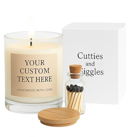 Candela di soia personalizzata | Messaggio personalizzato e design fatto a mano | Elegante set regalo