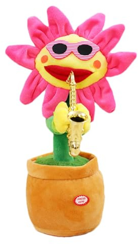Singing Sunflower - Talking Sunflower, Glowing Singing Dancing Sunflower Plush Toy | Repeats What You Say, Lightweight Musical Flower With 200+ Songs, Funny Party Favor, Throw Pillow Gift For Kids