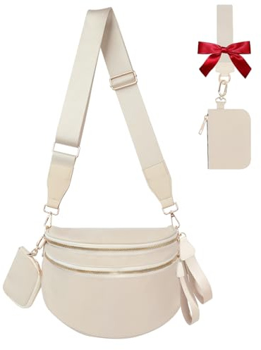 Checkered Crossbody Bag Bum Bag Crossbody Bags for Women Waist Packs Large Fanny Packs Belt Bag Checkered Purse Handbags Wallets Purses Trendy Shoulder Pouch (Beige, One Size)