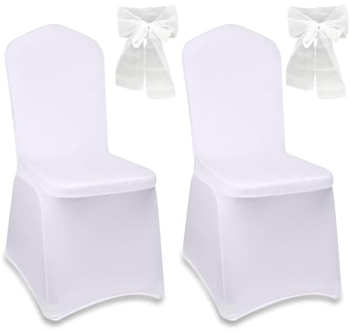 WZYTEU Juego de 2 fundas de silla de poliéster, color blanco