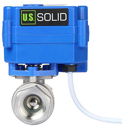 U.S. Solid 1/2 Válvula Motorizada 9-24V AC/DC 2 Vias acero inoxidable Válvula de bola electrica Normalmente Cerrado (NC), Configuración de 3 cables