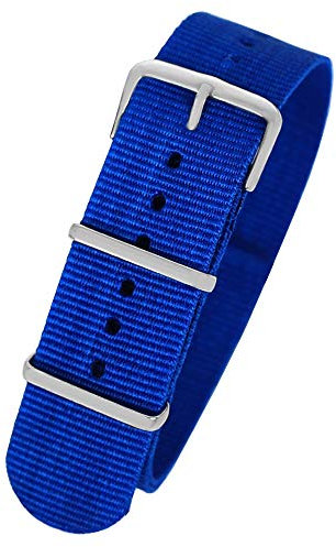 Pacific Time First Wechsel Armband Durchzugsband Uhrenarmband Ersatz Band Textil Dornschließe Sport Royalblau 10039