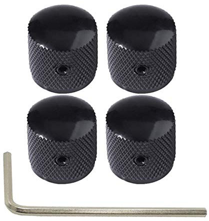 LGEGE Lautstärkeregler aus Metall, für E-Gitarre, Bass, mit Innensechskantschlüssel, schwarz, 4 Stück