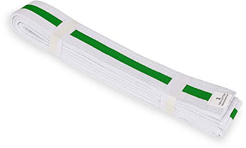 MACS White with Colored Stripe Belt 1.75'' wide Martial arts/Karate/Taekwondo (sz 0-8) (White with Green Stripe, 1)