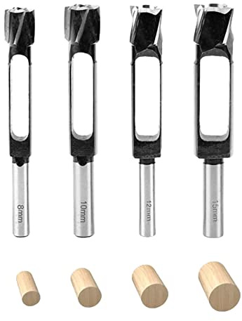 CDIYTOOL Träplugg hålskärare, tenonborr, djup pluggskärare kärnborr för träbearbetning möbeltillverkning (8/10/12/15 mm)