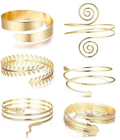 Dimaday 6 Pezzi Bracciale Donna Set Gold Regolabile Braccio Superiore Polsino Set Minimalista Braccio Bracciali Punk Spirale Braccio Braccialetto Braccio Bracciale Gioielli Bracciale per Donne