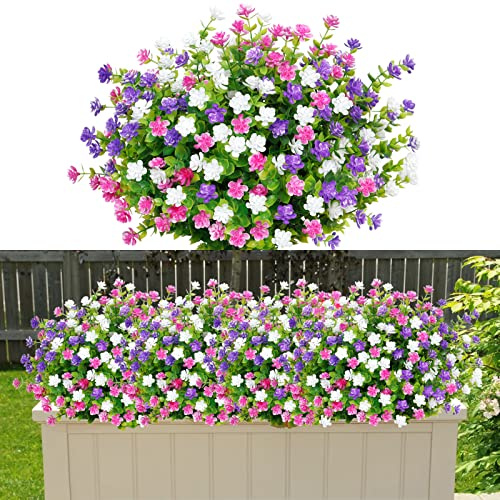 SOMYTING 9 fasci di fiori artificiali, balcone fiori artificiali resistenti ai raggi UV arbusti verdi piante artificiali eucalipto decorazione per interni ed esterni giardino finestra matrimonio festa