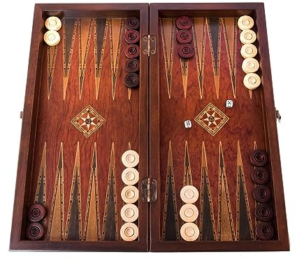 Helena Wood Art, Handgefertigtes Hochwertiges Backgammon Spiel aus Holz, Tavla, 100% Holz, Deluxe Edition, TricTrac, 43 x 20 cm