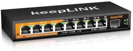 keepLiNK 8 Ports 2.5G Switch Web Smart Managed, 8 x 2.5G Base-T & 1 x 10G SFP Slot, Support 802.3ad Static Aggregation, QOS/VLAN/IGMP, Metal Housing Network Ethernet Switch