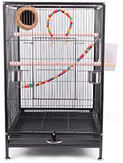 Voliere für drinnen und draußen, 75 cm, extra großer Vogelkäfig, Metall-Reise-Vogelkäfig für Kakadu, Papagei, Turteltaube, Vogel mit Ständer und Leiter, Hängespielzeug, Vogelkäfig, Sittichkäfig (C)