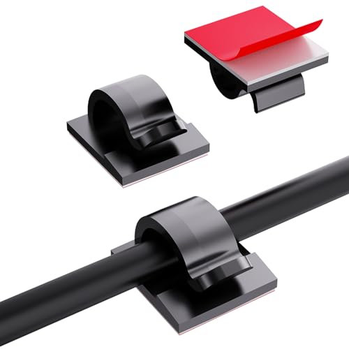 60 stycken kabelhållare, utomhus kabelklämmor kabeldragning arrangör kabelklämmor självhäftande kabelklämmor kabelhantering dekoration krok trådhållare för kabelfastsättning ljuskedja – svart