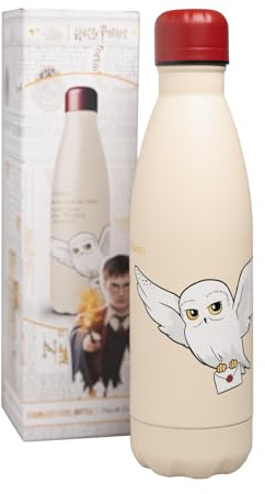 Grupo Erik Botella Harry Potter - Botella agua acero inoxidable Termica Hedwig 500ml - Harry Potter Regalos (Termo agua) | Water bottle con tapon hermético y Aislamiento Doble pared Frio/Calor