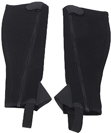 Tbest Leder-Halfchaps, 2 Stück, Flexibles Netz-Reitleder, Beinschutz, Halbchaps für, Reitschutz, Schwarz (CS