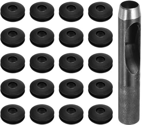 QUARKZMAN 21 Stück Ösen Werkzeug Kit, Ösen Set 12mm Rundlocheisen Ösenzange Kunststoffösen Kunststoff Ösen Scheiben Rostfrei für LKW Abdeckplane Textil Poolplane Zelte Sonnensegel, Schwarz