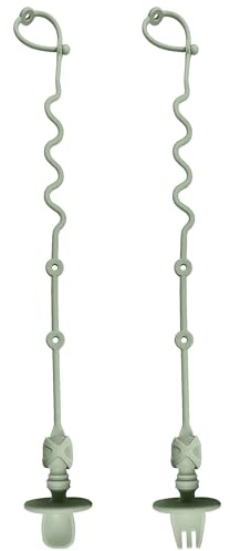 4PK Baby Spoon and Fork with Holder Straps for Kids Aged 6+ Months Self Feeding, No Throw Toddler Travel Essential Leash for High Chair or Bib or Wrist, Silicone Baby Led Weaning Supplies-Green/Green