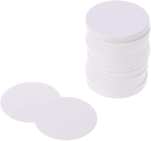 100 st runda presentetiketter av kraftpapper, etiketter hängetiketter, för presentdekoration, skyltar etc (4 cm) (vit)