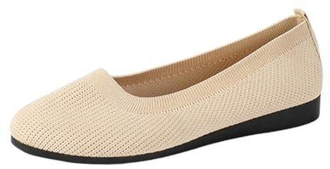 Ballerine Femme Confortable Petit Talon Pied Large Chaussure Chic Et Elegant Ballerines Loafers Décontractées Plates Pointe Ronde Agréable Aéré Doux Raffiné Classique Tricoté Loafers