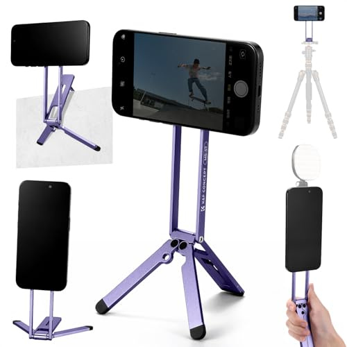 K&F CONCEPT Trípode Magnético para Teléfono, Minitípode para Smartphone de Aleación de Aluminio, Palo Selfie de Bolsillo, Soporte para Teléfono mag-Safe Compatible con Serie iPhone 17-12 Violeta