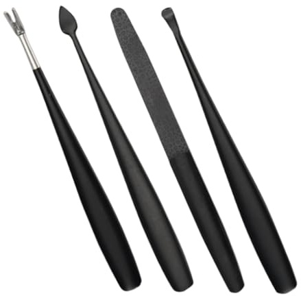 ULTECHNOVO Set Strumenti Manicure 4 Pezzi in Acciaio Inox, Tagliaunghie per Cuticole, Lima Unghie e Forchetta per Pelle Morta, Kit Cura Cuticole Portatile per Uso Domestico e Salone