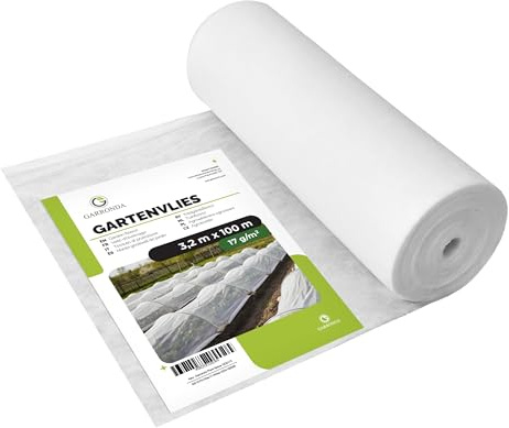 Garronda Manta Térmica para Plantas 3,2x100 m - Malla Antiheladas 17 g/m² Blanca Transpirable en Rollo, Velo Protector para Huerto e Invernadero Exterior, Protege Plantas del Frío y el Viento GD-0175