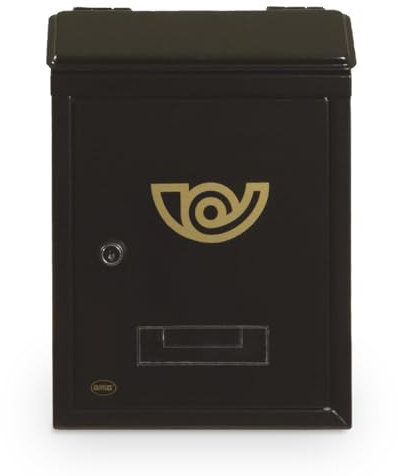 Amig - Mini-Briefkasten für den Außenbereich | Aus Legiertem Stahl | Maße: 29,5 x 21 x 6,2 cm | Einfache Installation | 2 Schlüsseln | Farbe: Schwarz