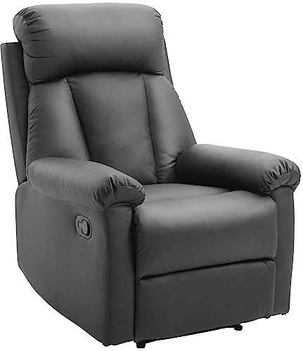 HOMCOM Poltrona Relax Reclinabile Imbottita Ergonomica con Poggiapiedi Pelle PU 80 x 97 x 107cm Nero
