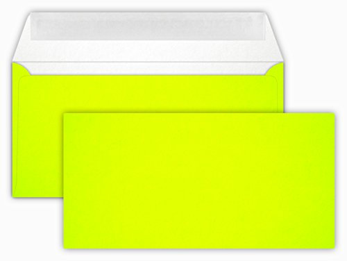 25 / Briefumschläge/Neon Yellow/Gelb/Din lang / 11 x 22 cm/mit Haftstreifen/Grammatur 100 g/m²