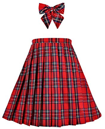 Sunny Fashion Ragazze Gonna Bambini Uniforme Scolastica Set Rosso Tartan Pieghe Orlo Gonna 11-12 Anni