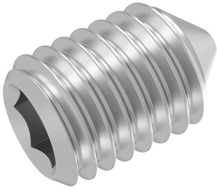 SECCARO Gewindestift mit Spitze M4 x 8 mm, Edelstahl V2A VA A2, DIN 914 / ISO 4027, Innensechskant, 20 Stück