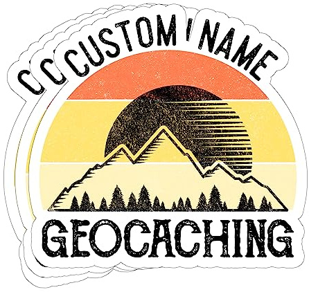 (3Pcs) Personalized Geocaching Stickers - Geocaching Sunset Vintage Retro Speed Mountain Stickers Gift Decoration Helmet Bumper Hardhat 3”x4”