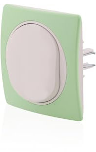 Nobilis - Interruptor de luz (10 AX, 250 V, encendido y apagado, 60 mm de diámetro, marco verde con soporte blanco, 80 x 80 mm)