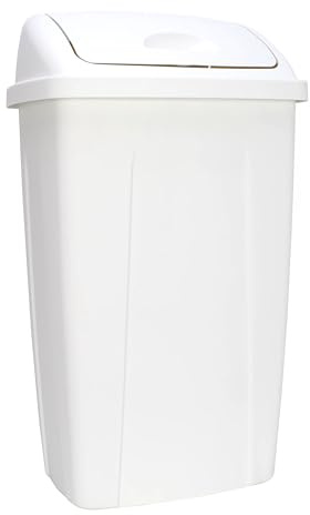 CJLXL 13 Gallon Trash Can, Plastic Swing Top Kitchen Garbage Trash Can (White)