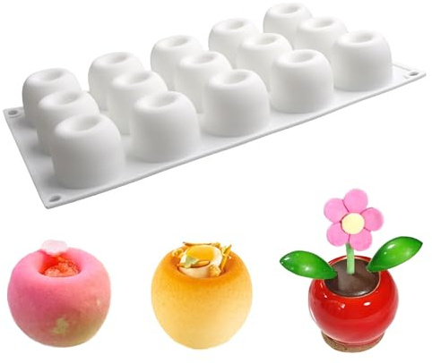 XCSJ Runde Silikonform 15 Löcher 3D Kuchenform Mousse Dessert Backformen Silikon Diy Mold Schokoladenform Pudding Silikon Formen für Schokolade, Küchle, Mousse, Pudding, Gelee, DIY (weiß 1)