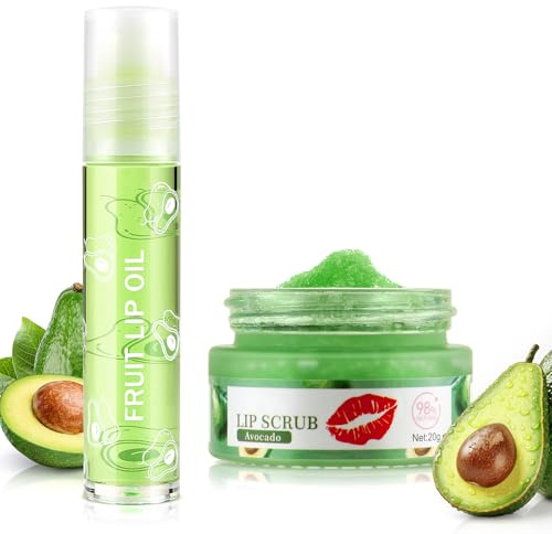 Boobeen Lip Scrub Set, Sugar Lip Scrubber Exfoliator and Hydrating Lip Oil, Moisturizer for Dry Cracked Peel Lips, Fruit Flavoured Lip Care, Delicate and Smooth