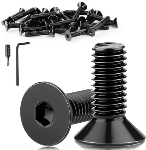 Mbsomnus 60 Piezas Tornillo Avellanado Hexagonal M3x6 mm Tornillos de Cabeza Allen Plana Acero Inoxidable V2A V2A, DIN 7991/ISO 10642 Rosca Completa Para Reparación de Máquina de Muebles